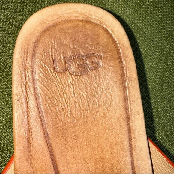 UGG Women's Kari Cinnamon Leather and Suede Cross Strap Slides Sandals Size 8 - Picture 5 of 8